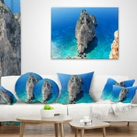 Designart Zakynthos Gyönyörű Sziklás Coast - Seashore Dobás Párna - 16x16
