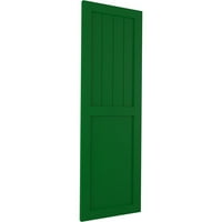 Ekena Millwork 15 W 62 H True Fit PVC parasztház sík panel kombinált rögzített redőnyök, viridian zöld