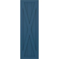 Ekena Millwork 12 W 33 H True Fit PVC Egyetlen X-Board Farmhouse Rögzített redőnyök, SoJourn Blue