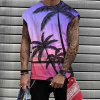 YanHoo férfi Hawaii Tartály felsők Beach trópusi grafikus nyomtatás ujjatlan póló nyári vakáció nyaralás alkalmi edzés