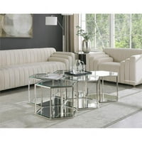 Meridian bútorok sei moduláris rozsdamentes acél és üveg dohányzóasztal