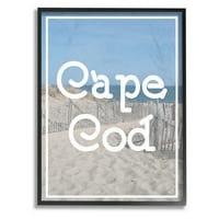 A Stupell Lakberendezési Gyűjtemény Cape Cod Beach Tipográfia Vintage Keretes Giclee Texturált Fal Művészet