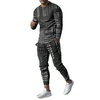 Férfi szettek alkalmi ruhák őszi alkalmi Legénység nyak izom hosszú ujjú pulóverek és klasszikus Fit Sweatpant szett