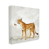 Stupell Szörnyeteg és pillangó leopárd vadon élő állatok és rovarok festménygaléria csomagolt vászon nyomtatott fal