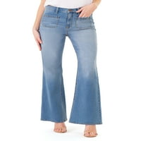 Jordache Women's High Rise Patch Pocket Pocket Flare farmer