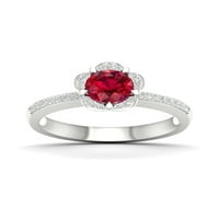 Imperial drágakő sterling ezüst kerek vágás rubin és fehér zafír Halo női menyasszonyi gyűrűt készített