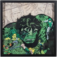 Marvel Comics Hulk kézzel készített kollázs Shadowbo keret fali művészetben