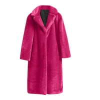 absuyy téli kabátok Női elegáns hosszú ujjú alkalmi Fau szőrme Egyszínű meleg kabát Hot Pink Méret L