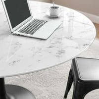 Modway Lippa 54 kerek mesterséges márvány étkezőasztal fekete fehérben