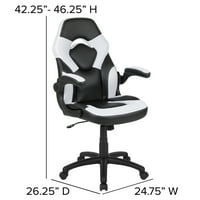 Flash bútorok Optis Fekete játékasztal és fehér fekete verseny szék szett pohártartóval, Fejhallgató Hook & Wire Management