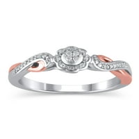 Carat T.W. Tartsa a kezem gyémánt ígéret gyűrűt ezüstben, 14K rózsa arany borítással, 7. méret