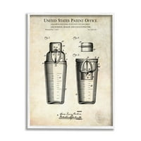 Stupell Industries Vintage koktél ital Keverő Diagram szabadalmi szöveg keretes fali művészet, 20, Karl Hronek tervezése
