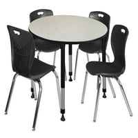 Kee 48 kerek állítható magasságú tantermi asztal-Maple & Andy 18-in Stack székek-Fekete