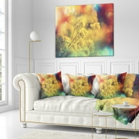 Designart világos kis sárga virágok háttér - Virág dobás párna - 18x18