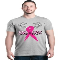 Shop4Ever férfi Save a Rack mellrák tudatosság grafikus póló XXXXX-nagy sport szürke