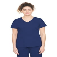 gyógyító kezek Scrubs Női Mock Wrap nyak felső zseb Lila címke Női Scrub Top Jordan Navy 3XL