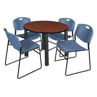 Regency Kee kerek cseresznye Breakroom asztal egymásra rakható Zeng székekkel