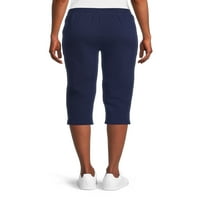 Realizálja a nők francia Terry Cloth Capri nadrágját zsebekkel, XS-XXXL