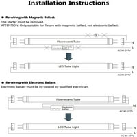 T 4FT LED fénycső BiPin 28W 5000K távolítsa el az előtét Kettős végű teljesítményét 25Pack