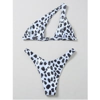 Női Push up párnázott melltartó kötés Leopard GrainBikini szett fürdőruha