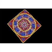 OMSutra OMTX3124-RB Mandala Applique Boho gobelin fali dekorációhoz-Piros & Fekete