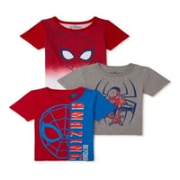 Spider-Man baba és kisgyermek rövid ujjú pólók, 3-csomag, méretek 12m-5T