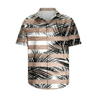 Odeerbi férfi nyári Hawaii ing grafikus strand pólók 3D nyomtatott rövid ujjú Hajtóka ing divat alkalmi felső barna