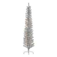 Ünnepi idő 6ft előtte megvilágított ezüst talmi karácsonyfa, ezüst, 6 ', tiszta