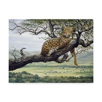 Védjegy Képzőművészet 'Leopard a Tree' vászon művészete, Harro Maass