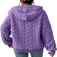 Lumento Női pulóver Fuzzy Fleece kapucnis pulóver Hosszú ujjú Pulóver Laza illesztésű kapucnis pulóver világos Lila