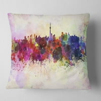 Designart Toronto Skyline - CityScape Drow Pillow - 18x18