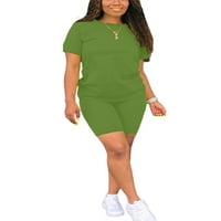 Glonme Női melegítő szett Alkalmi Sport felsők rövidnadrág kocogó Rövid ujjú Activewear ruhák hadsereg zöld 2XL