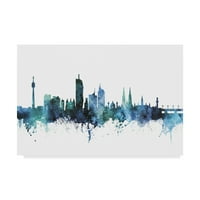 Védjegy képzőművészet 'Bécs Ausztria kék kékeszöld Skyline' vászon művészet Michael Tompsett