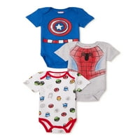 Marvel képregények, Pókember és Amerika kapitány Baby Boys's Bodysuits, 3-Pack, Méret 0 3 hónap