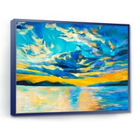 Felhős naplemente széles nyitott óceánhorizont keretes festmény vászon art nyomtatás