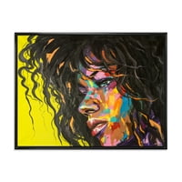 Designart 'Absztrakt színes fantasy portré egy fiatal nő,' Modern keretes vászon fali művészet nyomtatás