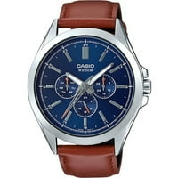 Casio férfi Klasszikus Multi-Hand fekete bőr szíj Watch MTPSW300L7AV
