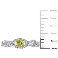Carat T.W. Sárga és fehér gyémánt 10KT fehérarany vintage eljegyzési gyűrű