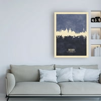 Védjegy Szépművészet 'Drezda Németország Skyline Navy' Canvas Art készítette: Michael Tompsett