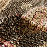 Jól szőtt időtlen sáfrány keleti perzsa medál fekete 9'3 12'6 terület szőnyeg