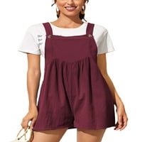 Lamuusaa Női rövid overall könnyű nyári kezeslábas Ujjatlan Egyszínű Shortalls Baggy Jumpsuits