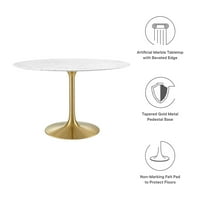 Modway Lippa t48 kerek mesterséges márvány étkezőasztal aranyfehér színben