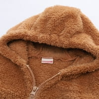 Glookwis Lány Hosszú Ujjú Sherpa Kabát Meleg Gyapjú Fuzzy Kabátok Sima Vastag Plüss Kabátok Egyszínű Első Zip Outwear