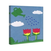 Wynwood Studio virág- és botanikus fali művészet vászon nyomatok 'Flower Shower' Gardens - Kék, Zöld