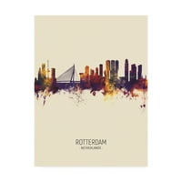 Védjegy Szépművészet 'Rotterdam A Hollandia Skyline Portré III' vászon művészete, Michael Tombsett