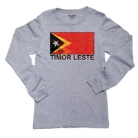 Timor Leste Flag-különleges Vintage Edition Lány Hosszú ujjú szürke póló