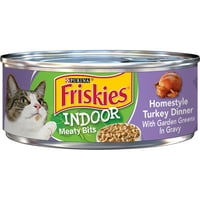 Purina Friskies beltéri húsos bitek nedves macskaeledel pulyka vacsora, 5. oz kannák