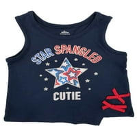 Módja annak, hogy megünnepeljük a kisgyermek lányok kék csillag Spangled Cutie hazafias Tank Top baba póló