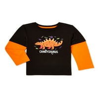 Baba és kisgyermek fiúk hosszú ujjú Halloween grafikus póló, méretek 12m-5T