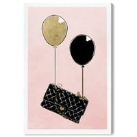 Wynwood Studio 'Simple Balloon Purse' Fashion and Glam Wall Art vászon - fekete, arany, 24 36
